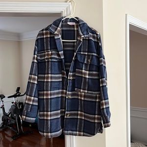 Pink Lily “Meet You Outside” Navy shacket